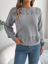 Load image into Gallery viewer, Openwork Round Neck Long Sleeve Sweater
