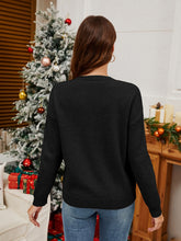 Load image into Gallery viewer, Sequin Candy Cane Round Neck Long Sleeve Sweater