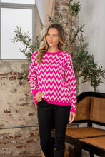 Load image into Gallery viewer, Sew In Love Full Size Wave Stripe Contrast Long Sleeve Sweater