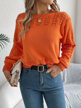 Load image into Gallery viewer, Openwork Round Neck Long Sleeve Sweater