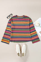 Load image into Gallery viewer, Contrast Round Neck Long Sleeve Top