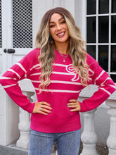 Load image into Gallery viewer, Striped Round Neck Long Sleeve Sweater