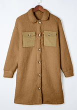 Load image into Gallery viewer, Collared Neck Long Sleeve Longline Teddy Jacket