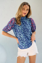 Load image into Gallery viewer, Hailey &amp; Co Embroidered Puff Sleeve Printed Blouse