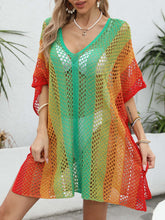 Load image into Gallery viewer, Openwork Contrast V-Neck Cover-Up