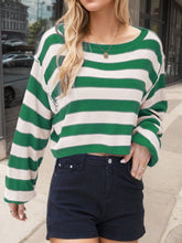 Load image into Gallery viewer, Striped Dropped Shoulder Long Sleeve Sweater