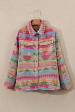 Load image into Gallery viewer, Plus Size Pocketed Printed Collared Neck Jacket