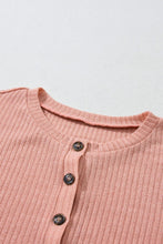 Load image into Gallery viewer, Quarter Button Round Neck Dropped Shoulder Knit Top