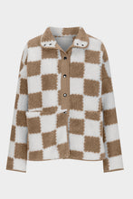 Load image into Gallery viewer, Checkered Snap Down Long Sleeve Teddy Jacket