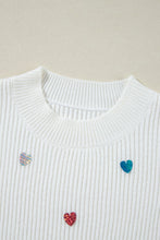 Load image into Gallery viewer, Heart Sequin Round Neck Long Sleeve Sweater