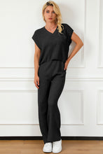 Load image into Gallery viewer, Pocketed V-Neck Top and Wide Leg Sweater Set