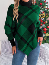 Load image into Gallery viewer, Plaid Turtleneck Batwing Sleeve Sweater