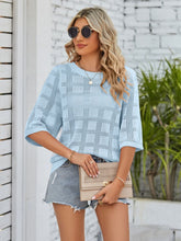 Load image into Gallery viewer, Openwork Round Neck Knit Top