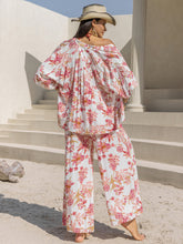 Load image into Gallery viewer, Printed Open Front Half Sleeve Top and Pants Set