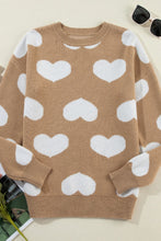 Load image into Gallery viewer, Heart Round Neck Long Sleeve Sweater