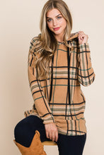 Load image into Gallery viewer, BOMBOM Drawstring Plaid Long Sleeve Hoodie