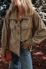 Load image into Gallery viewer, Textured Pocketed Collared Neck Long Sleeve Shacket