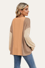 Load image into Gallery viewer, Double Take Texture Contrast Round Neck Long Sleeve T-Shirt