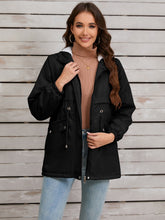Load image into Gallery viewer, Drawstring Long Sleeve Hooded Jacket