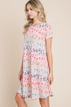 Load image into Gallery viewer, BOMBOM Leopard Round Neck Short Sleeve Dress
