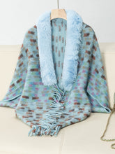 Load image into Gallery viewer, Fringe Fuzzy Open Front Poncho