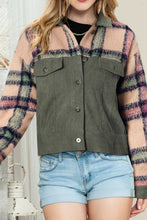 Load image into Gallery viewer, Plaid Corduroy Flap Pockets Button Up Jacket