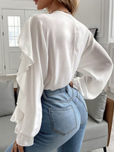 Load image into Gallery viewer, Full Size Ruffled V-Neck Button Down Flounce Sleeve Blouse