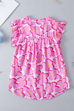 Load image into Gallery viewer, Ruffled Printed Notched Cap Sleeve Blouse