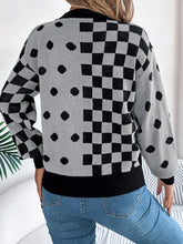 Load image into Gallery viewer, Plaid Round Neck Long Sleeve Sweater