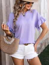 Load image into Gallery viewer, Ruffled Round Neck Short Sleeve Top