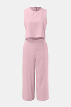 Load image into Gallery viewer, Round Neck Top and Wide Leg Pants Set