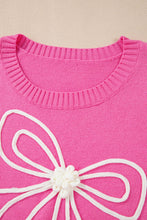 Load image into Gallery viewer, Bow Round Neck Dropped Shoulder Sweater