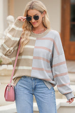 Load image into Gallery viewer, Striped Round Neck Long Sleeve Knit Top