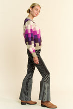 Load image into Gallery viewer, Davi &amp; Dani Checkered Round Neck Long Sleeve Sweater