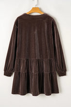Load image into Gallery viewer, Textured V-Neck Long Sleeve Mini Dress