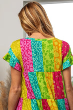 Load image into Gallery viewer, BiBi Leopard Short Sleeve Tiered Dress