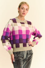 Load image into Gallery viewer, Davi &amp; Dani Checkered Round Neck Long Sleeve Sweater