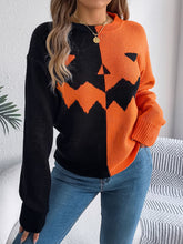Load image into Gallery viewer, Contrast Round Neck Long Sleeve Sweater