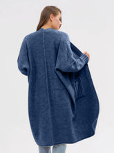 Load image into Gallery viewer, Pocketed Open Front Long Sleeve Longline Cardigan