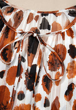 Load image into Gallery viewer, Printed Tie Neck Three-Quarter Sleeve Blouse