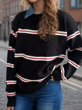 Load image into Gallery viewer, Contrast Stripes Round Neck Long Sleeve Sweater
