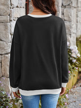 Load image into Gallery viewer, Contrast Round Neck Long Sleeve Sweatshirt