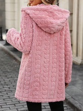 Load image into Gallery viewer, Heart Open Front Hooded Fuzzy Coat