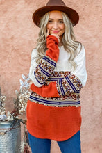 Load image into Gallery viewer, And The Why Ethnic Print Color Block Top