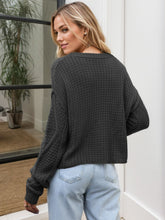 Load image into Gallery viewer, Cable-Knit Round Neck Dropped Shoulder Sweater