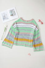 Load image into Gallery viewer, Contrast Striped Boat Neck Dropped Shoulder Sweater