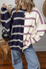 Load image into Gallery viewer, Striped Round Neck Long Sleeve Knit Top