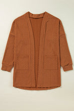 Load image into Gallery viewer, Textured Pocketed Open Front Long Sleeve Cover Up