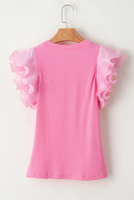 Load image into Gallery viewer, Ruffled Round Neck Cap Sleeve Top