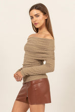 Load image into Gallery viewer, HYFVE Fuzzy Off shoulder Textured Knit Top